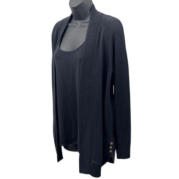 Lilly Pulitzer 2 Pc Set Black Silver Metallic Shell Top & Cardigan Women's S - Picture 1 of 10